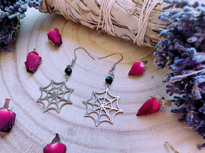 Stainless Steel Lilith's Web Earrings