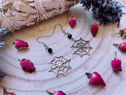 Stainless Steel Lilith's Web Earrings