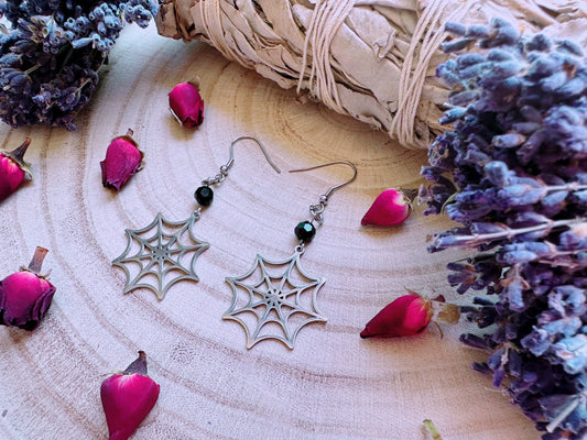 Stainless Steel Lilith's Web Earrings