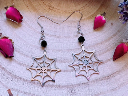 Stainless Steel Lilith's Web Earrings