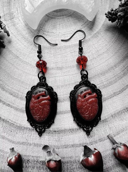 Anatomical Heart Cameo Earrings