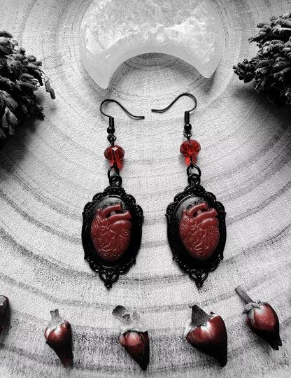 Anatomical Heart Cameo Earrings