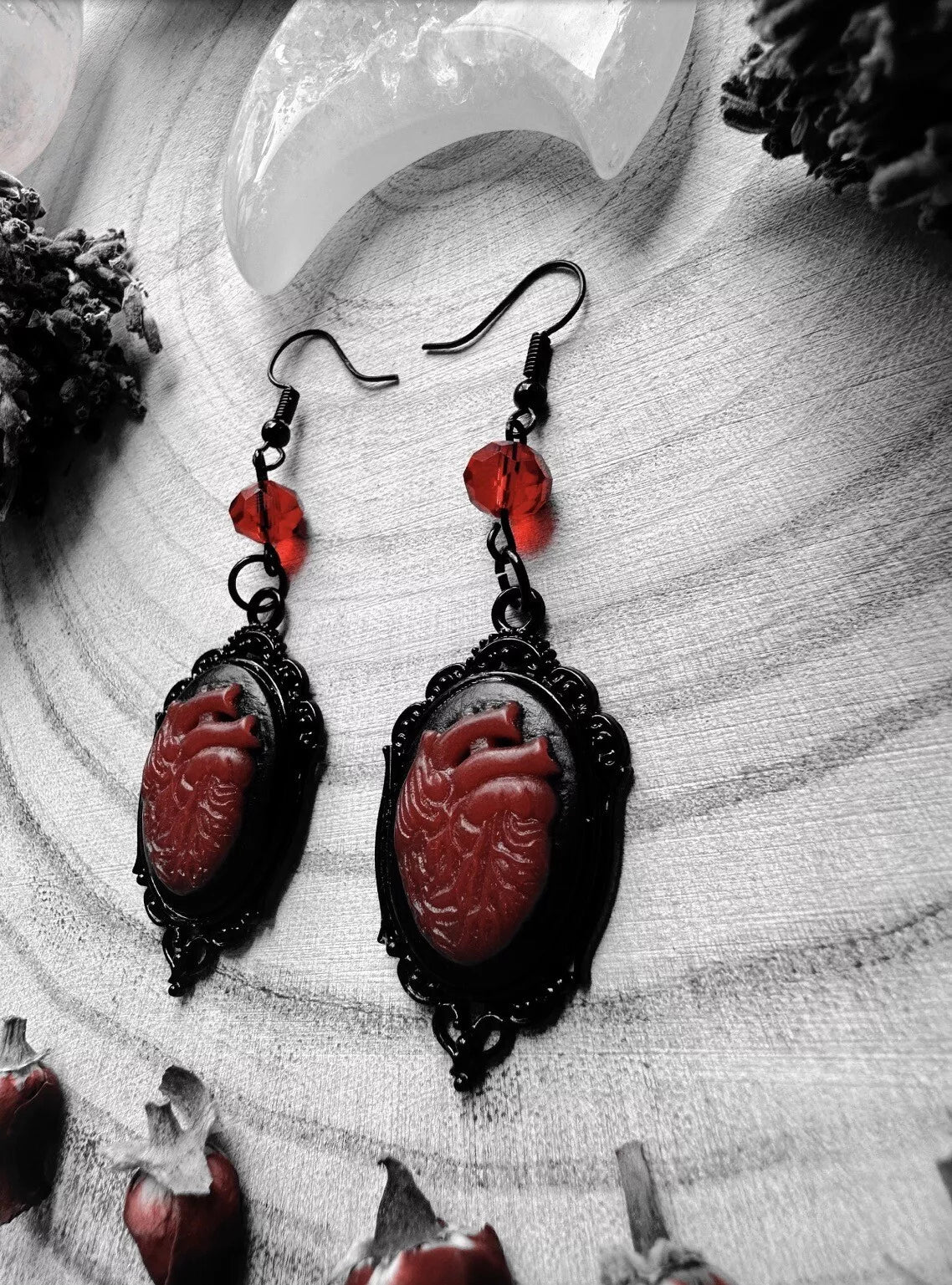 Anatomical Heart Cameo Earrings