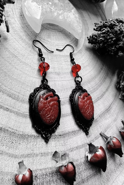 Anatomical Heart Cameo Earrings