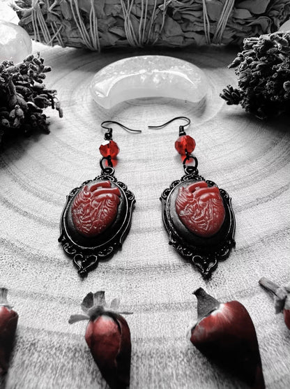 Anatomical Heart Cameo Earrings