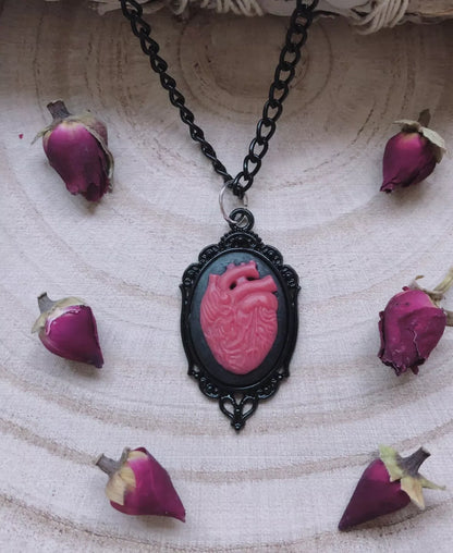 Anatomical Heart Cameo Necklace
