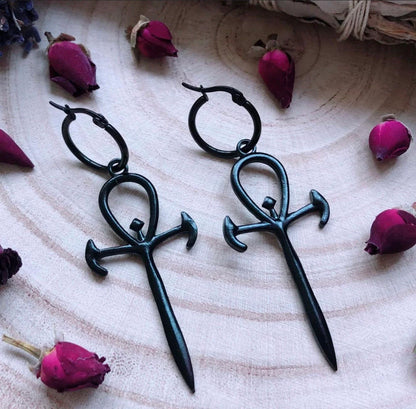 Ankh Of The Underworld Hoop Earrings