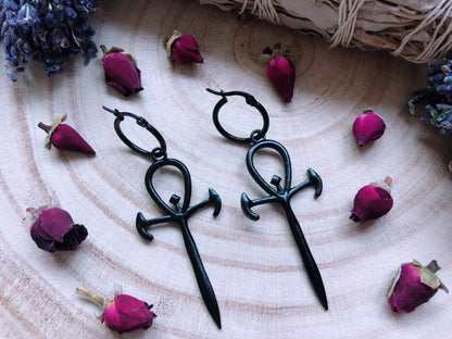 Ankh Of The Underworld Hoop Earrings