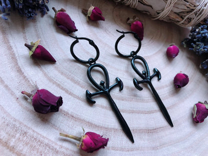 Ankh Of The Underworld Hoop Earrings