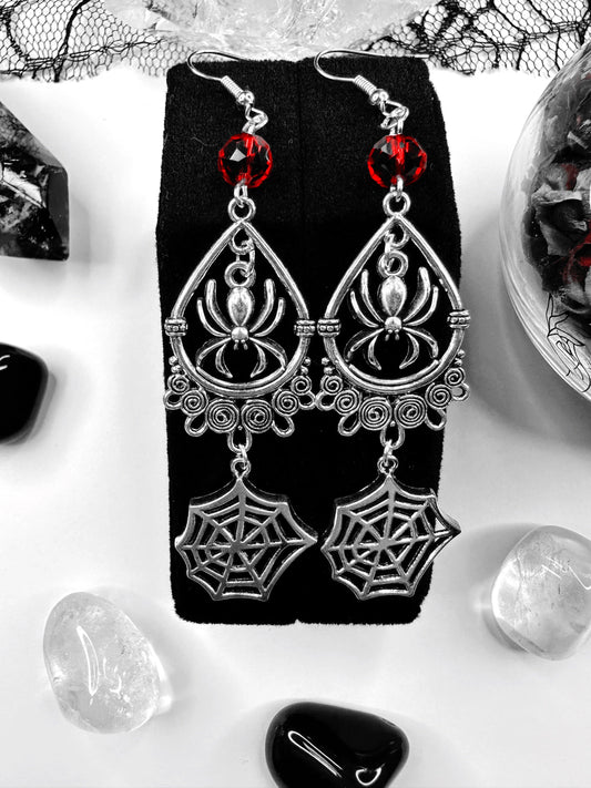 Arachne's Web Spider Earrings