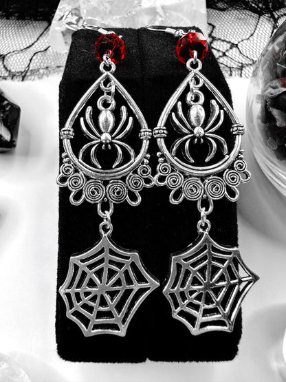 Arachne's Web Spider Earrings