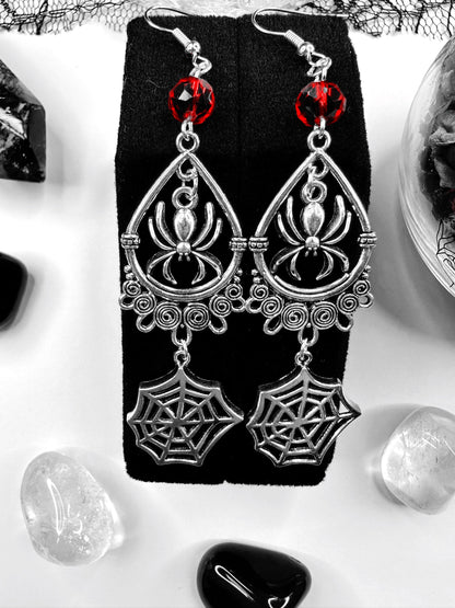 Arachne's Web Spider Earrings