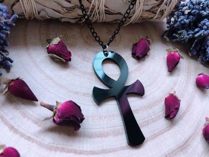 Acrylic Black Ankh Necklace