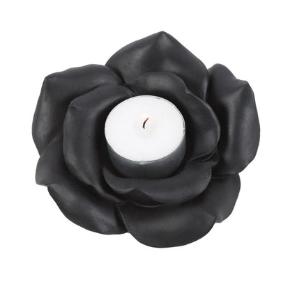 Black Rose Resin Tealight Candle Holder