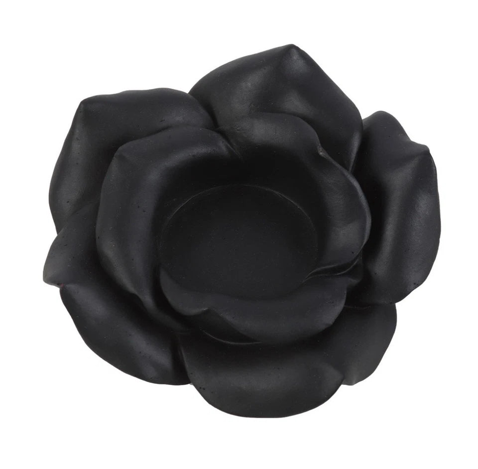 Black Rose Resin Tealight Candle Holder