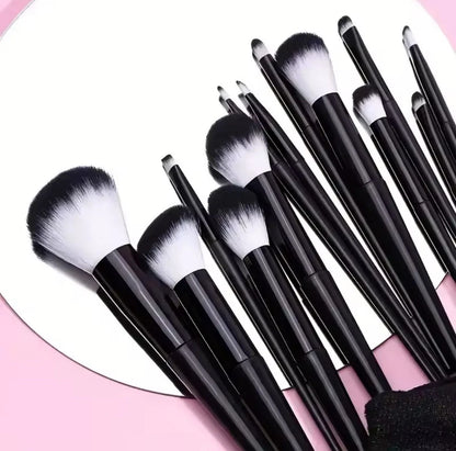 13Pc Gothic Black & White Makeup Brush Set