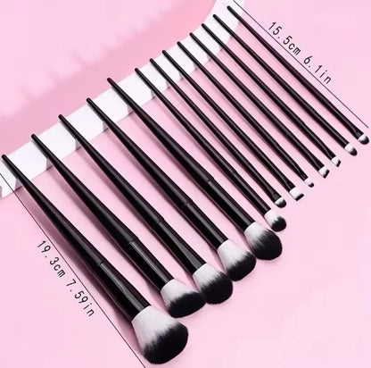 13Pc Gothic Black & White Makeup Brush Set