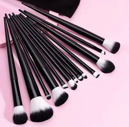 13Pc Gothic Black & White Makeup Brush Set