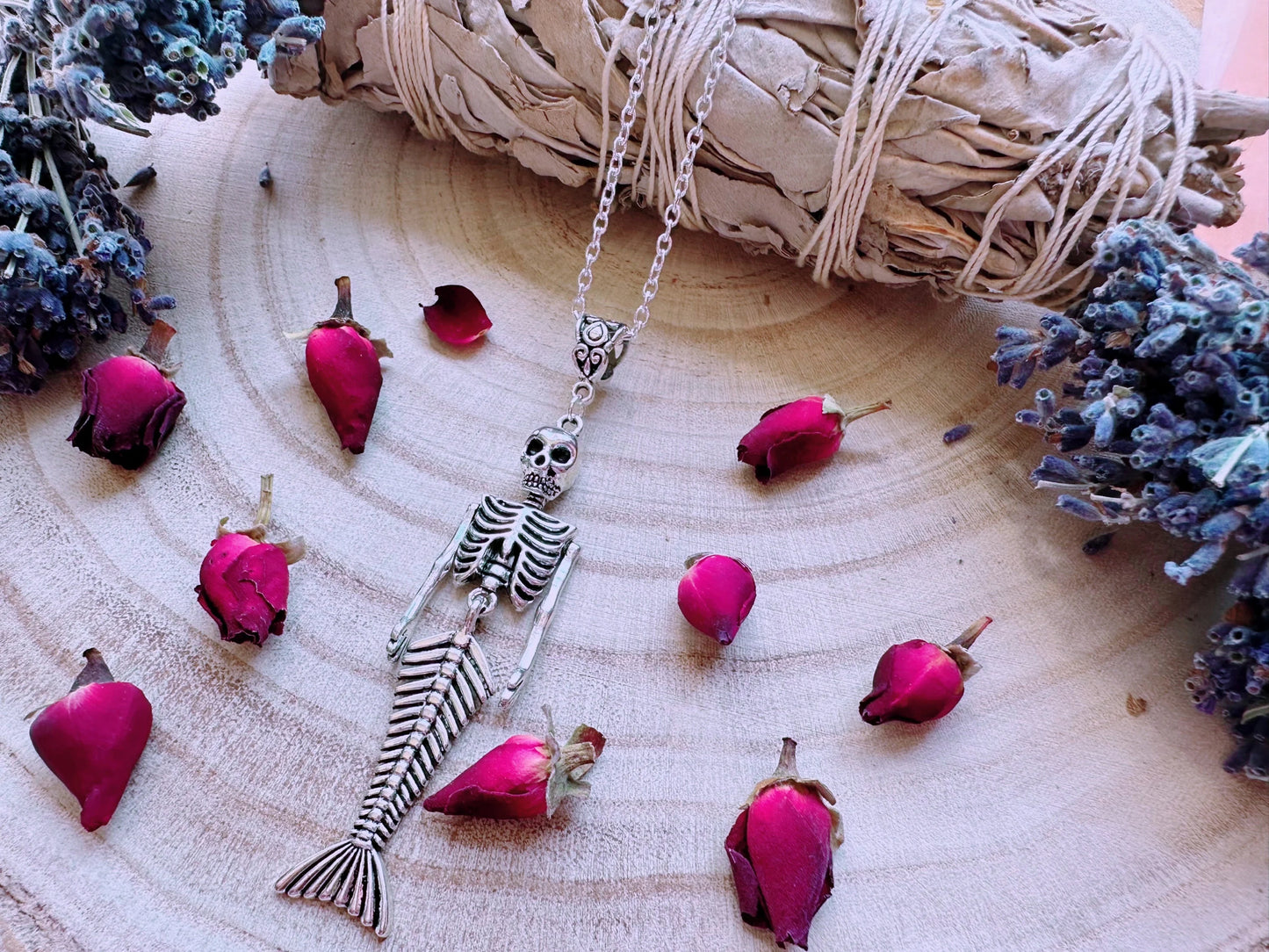 Skeletal Siren Mermaid Necklace