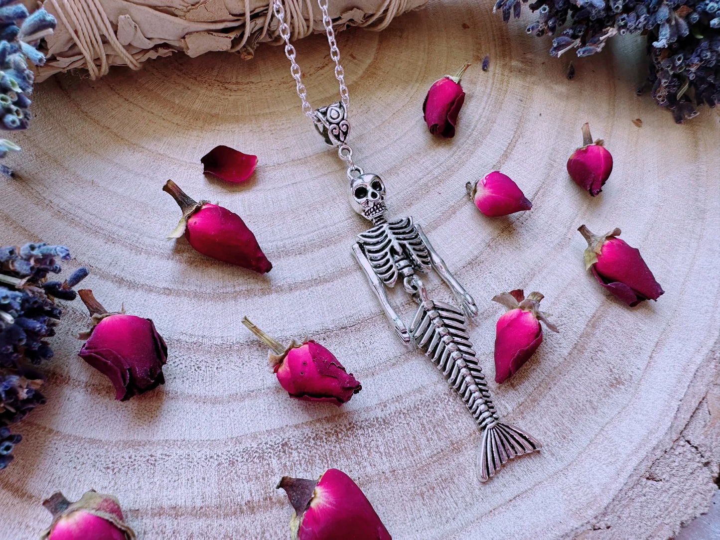 Skeletal Siren Mermaid Necklace