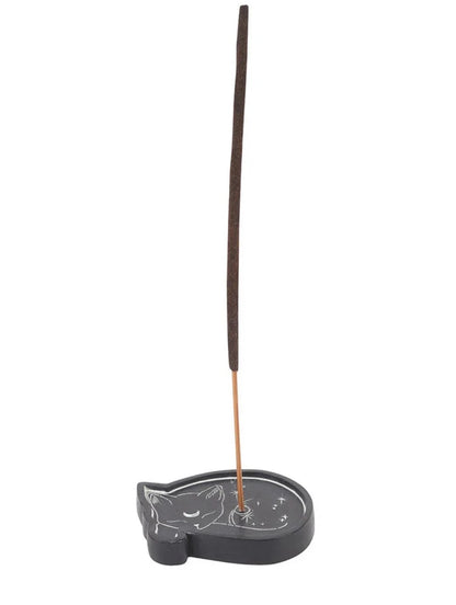 Resin Sleeping Black Cat Incense Holder