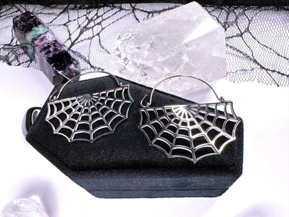Stainless Steel Spiderweb Hoop Earrings