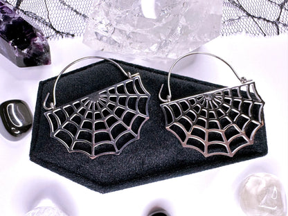 Stainless Steel Spiderweb Hoop Earrings