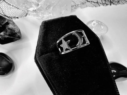 Stainless Steel Moon & Stars Ring