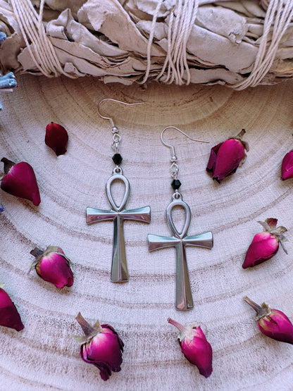 Stainless Steel Ankh Earrings