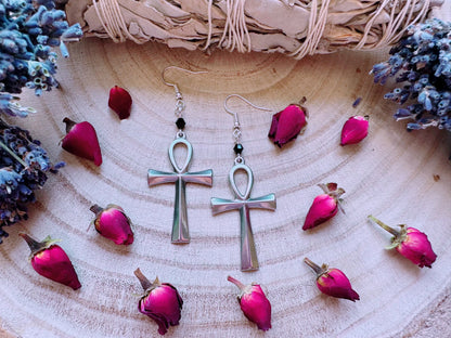 Stainless Steel Ankh Earrings