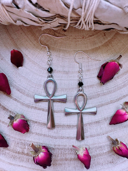 Stainless Steel Ankh Earrings