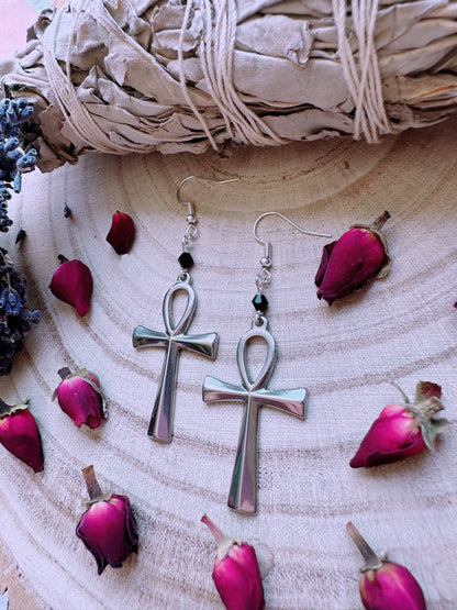Stainless Steel Ankh Earrings